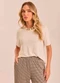 Doce Trama - Blusa Jardim Boho de Manga Curta Branco - variação: Branco