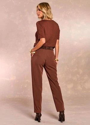 Doce Trama - Blusa Jardim Boho de Manga Curta Marrom - DOCE TRAMA
