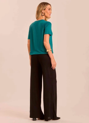 Doce Trama - Blusa Jardim Boho de Manga Curta Verde - DOCE TRAMA