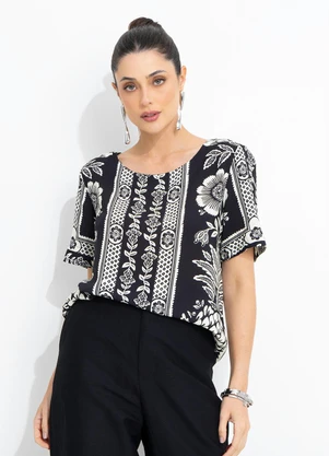 Farm - Blusa Jardim Romance Preto - FARM