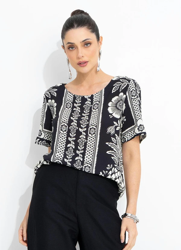 Farm - Blusa Jardim Romance Preto