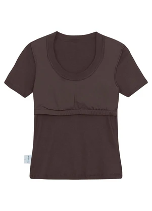 Malwee - Blusa Justa Canelada com Bojo Café - MALWEE