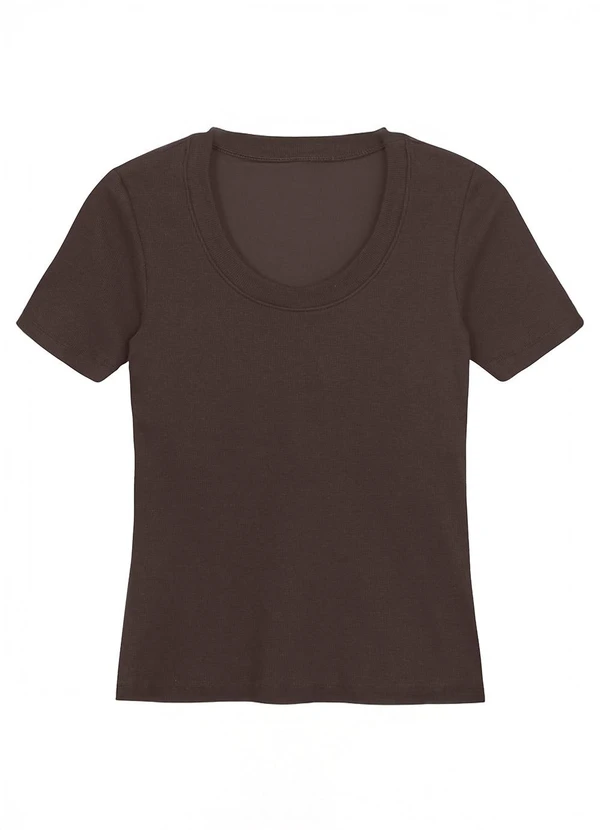 Malwee - Blusa Justa Canelada com Bojo Café