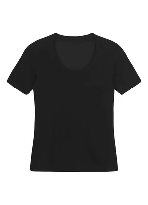 Malwee - Blusa Justa Canelada com Bojo Preto - MALWEE