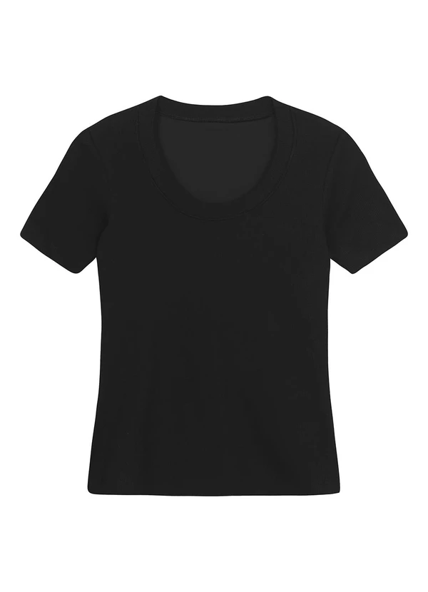 Malwee - Blusa Justa Canelada com Bojo Preto