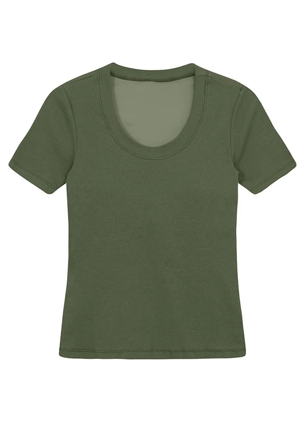 Malwee - Blusa Justa Canelada com Bojo Verde Musgo