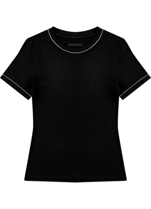 Malwee - Blusa Justa Canelada Preto - MALWEE