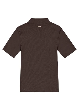 Enfim - Blusa Justa em Ribana Canelada Marrom Escuro - ENFIM