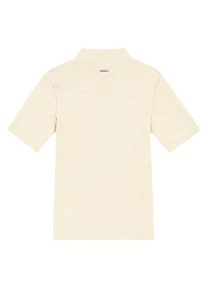 Enfim - Blusa Justa em Ribana Canelada Off White - ENFIM
