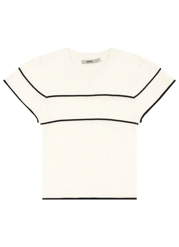 Enfim - Blusa Justa em Tricot Canelado Off White 3