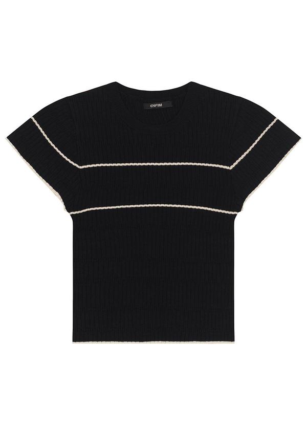 Enfim - Blusa Justa em Tricot Canelado Preto