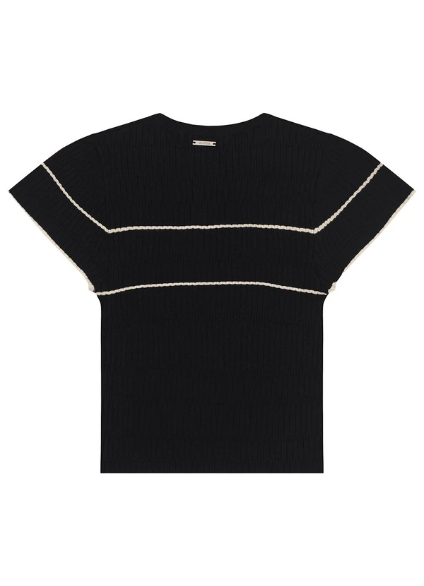 Enfim - Blusa Justa em Tricot Canelado Preto 2