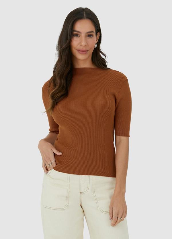 Malwee - Blusa Justa em Tricot Marrom