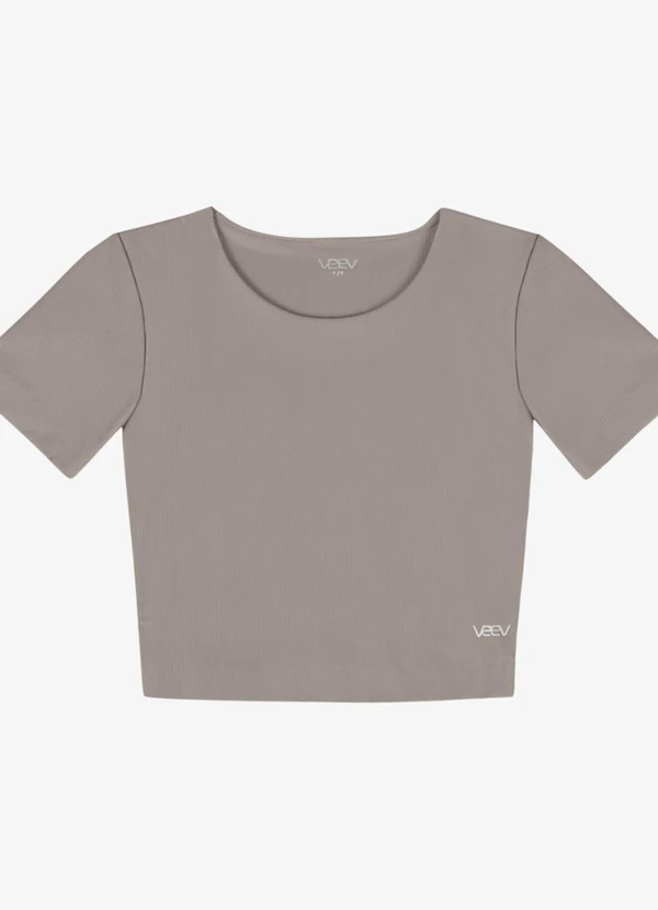 Veev - Blusa Justa Feminina Canelado de Poliamida Bege