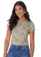 Malwee - Blusa Justa Geométrica Marrom - variação: Marrom