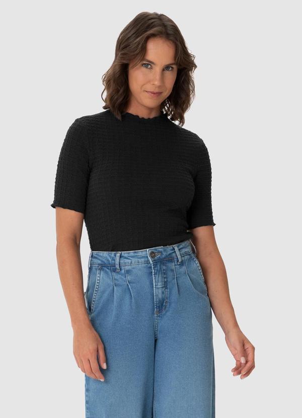Malwee - Blusa Justa Texturizada Preto