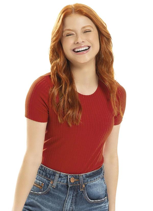 Habana - Blusa Juvenil em Canelado Básico Vermelho