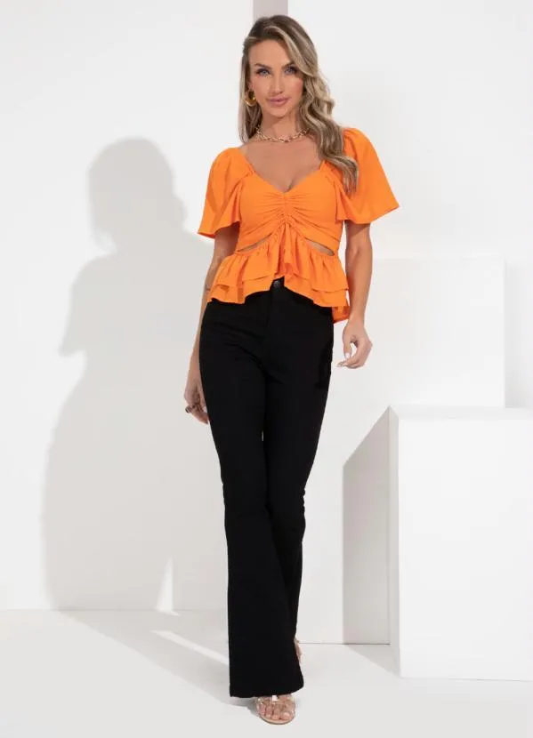 Quintess - Blusa Laranja com Drapeados 9