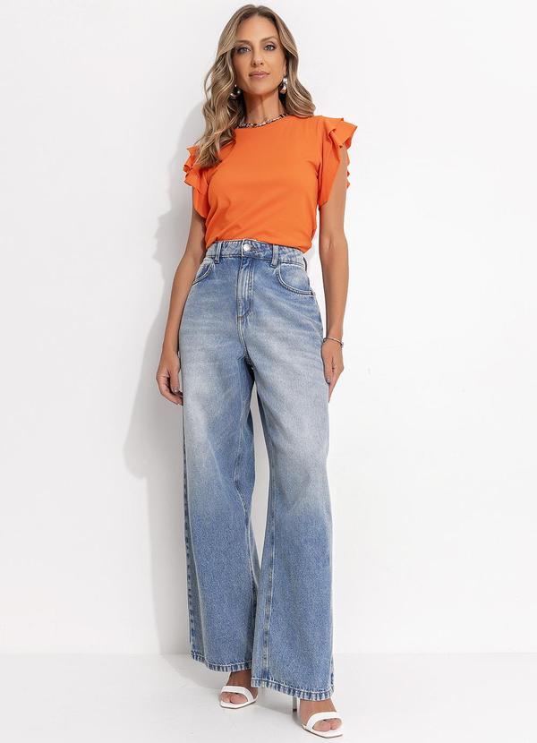 Quintess - Blusa Laranja em Malha de Algodão Penteado 3