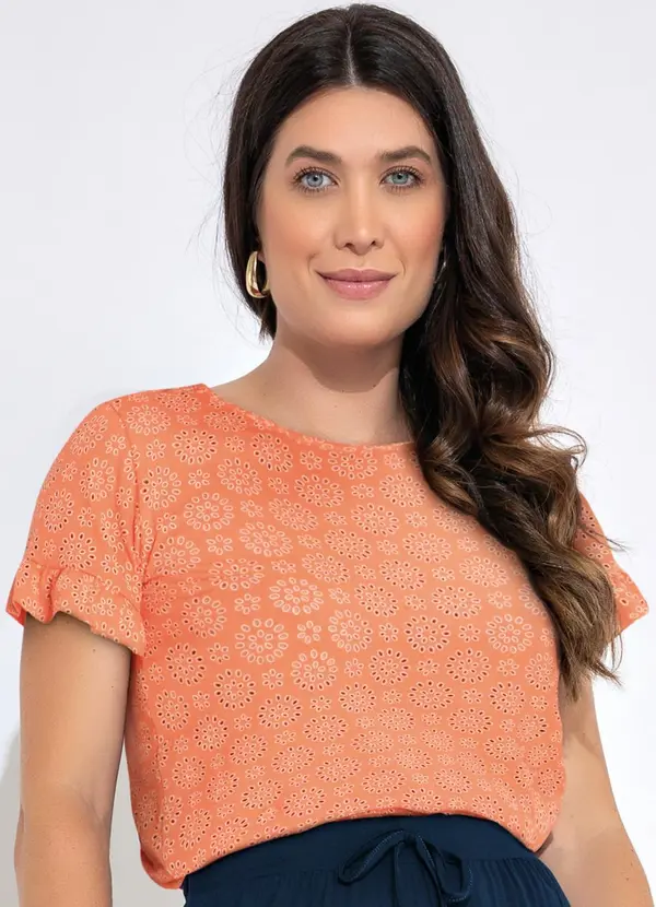 bonprix - Blusa Laranja em Malha Laise