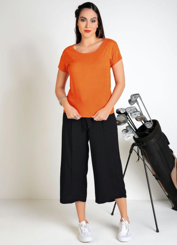 Outlet - Blusa Laranja em Suede com Corte a Fio 3