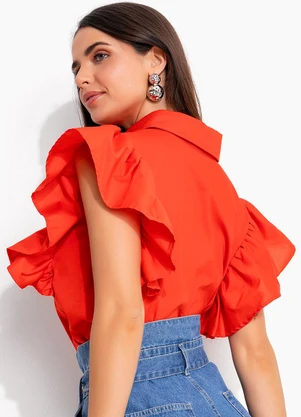 Quintess - Blusa Laranja Escuro em Tricoline - QUINTESS