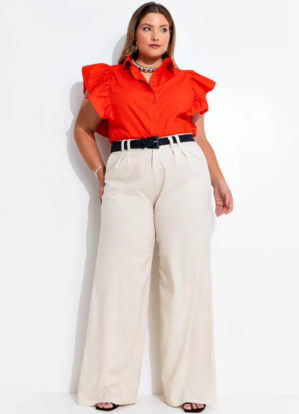 Quintess - Blusa Laranja Escuro em Tricoline