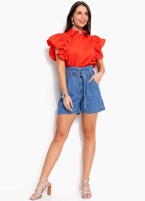 Quintess - Blusa Laranja Escuro em Tricoline 3