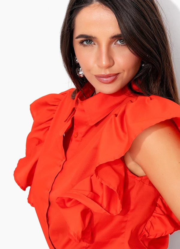 Quintess - Blusa Laranja Escuro em Tricoline 6