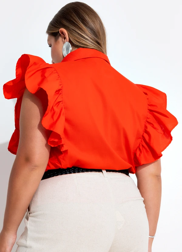 Quintess - Blusa Laranja Escuro em Tricoline 8