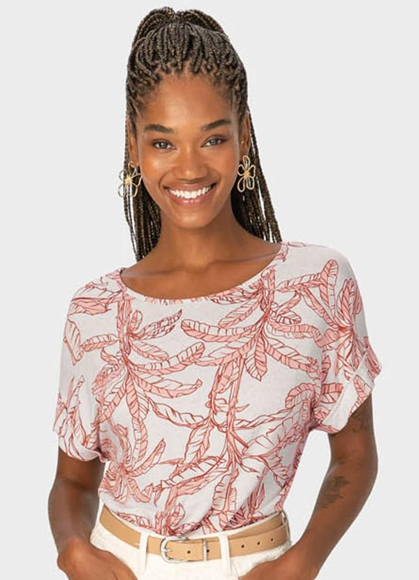 Malwee - Blusa Laranja Feminina Ampla Tropical