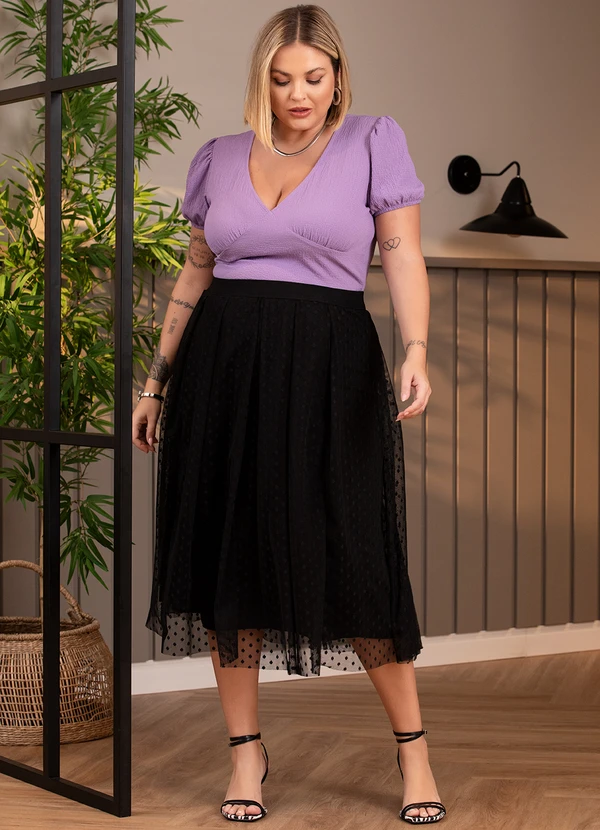 Quintess - Blusa Lavanda em Crepe Plano Anarruga 2