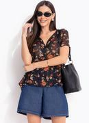 Blusa liberty preto em chiffon