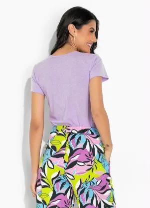 Moda Pop - Blusa Lilás com Estampa Localizada - MODA POP