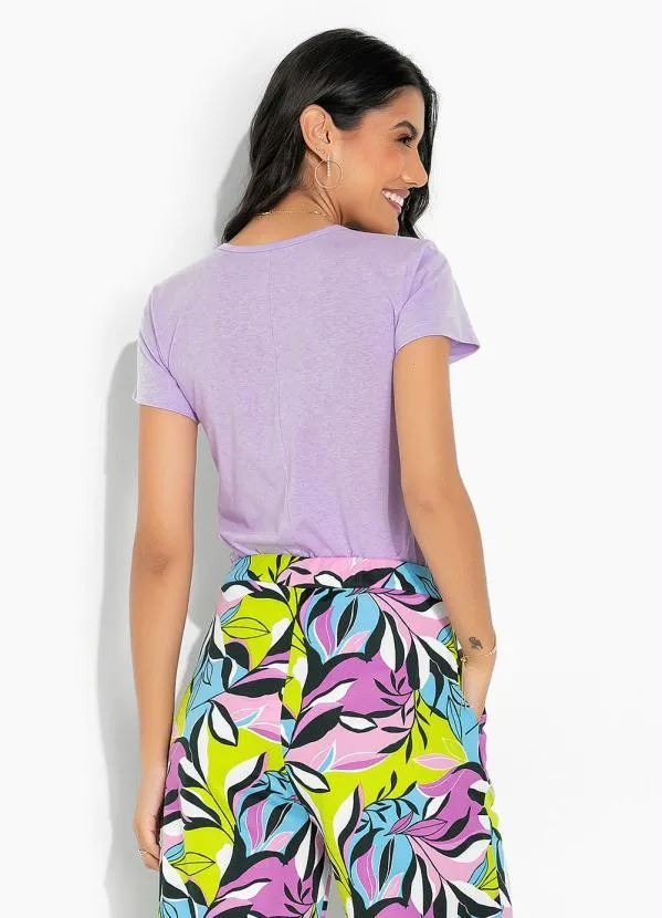 Moda Pop - Blusa Lilás com Estampa Localizada 2
