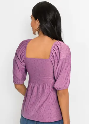 bonprix - Blusa Lilás em Malha Laise - BONPRIX