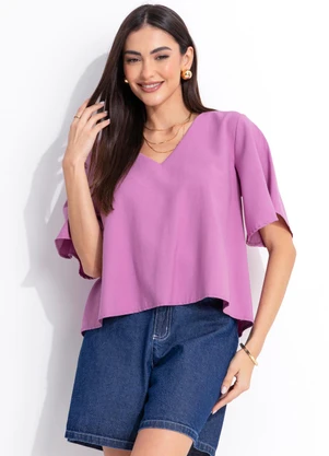Quintess - Blusa Lilás em Tecido de Alfaiataria - QUINTESS