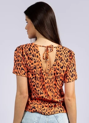 Outlet - Blusa Lindsay Manga Curta Laranja - OUTLET