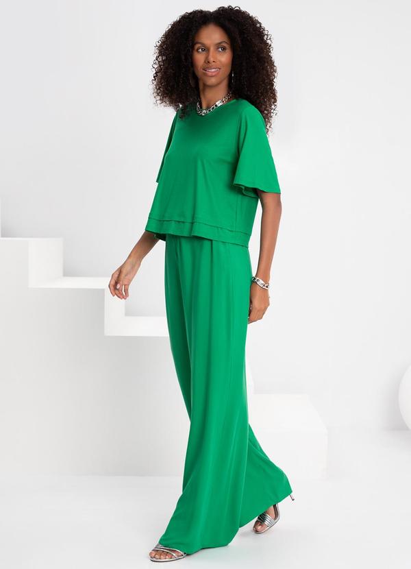 Lunender - Blusa Lisa Barra Dupla Malha Crepe Verde 2