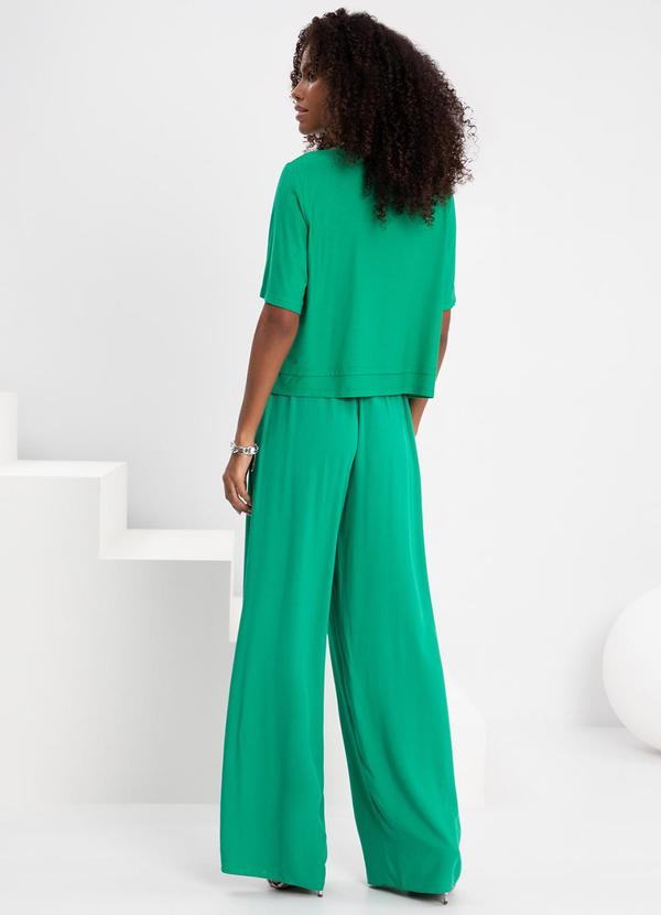 Lunender - Blusa Lisa Barra Dupla Malha Crepe Verde 4