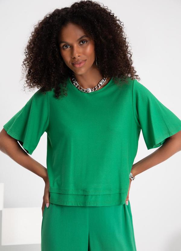 Lunender - Blusa Lisa Barra Dupla Malha Crepe Verde 5