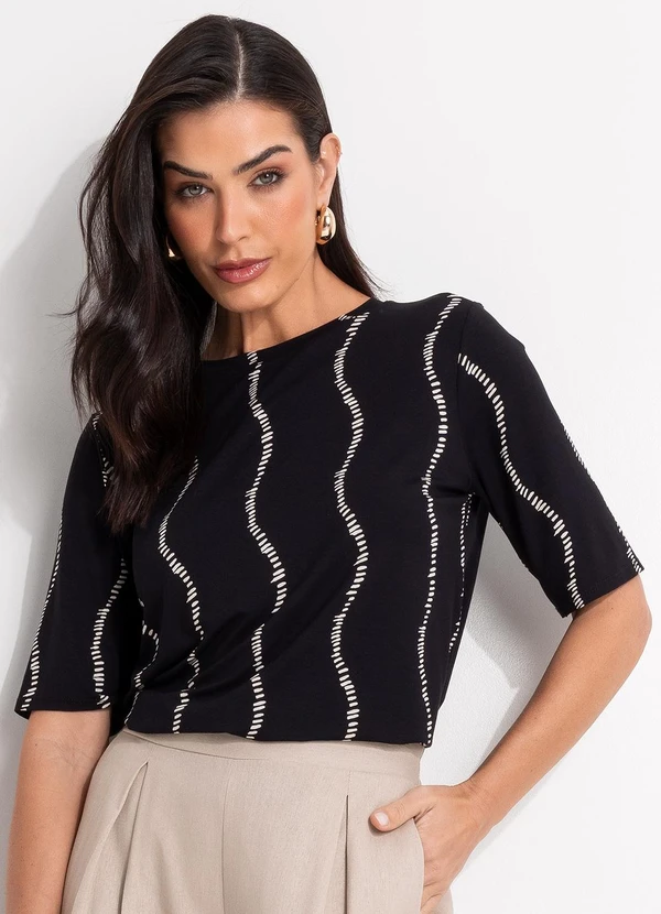 Quintess - Blusa Listra Renovada em Malha de Viscose