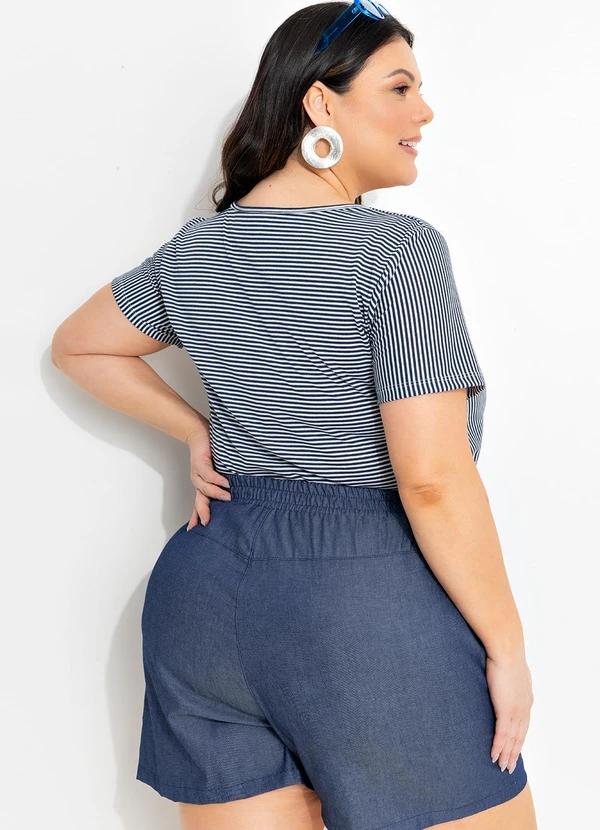 Marguerite - Blusa Listrada Azul em Malha Listrada. 3