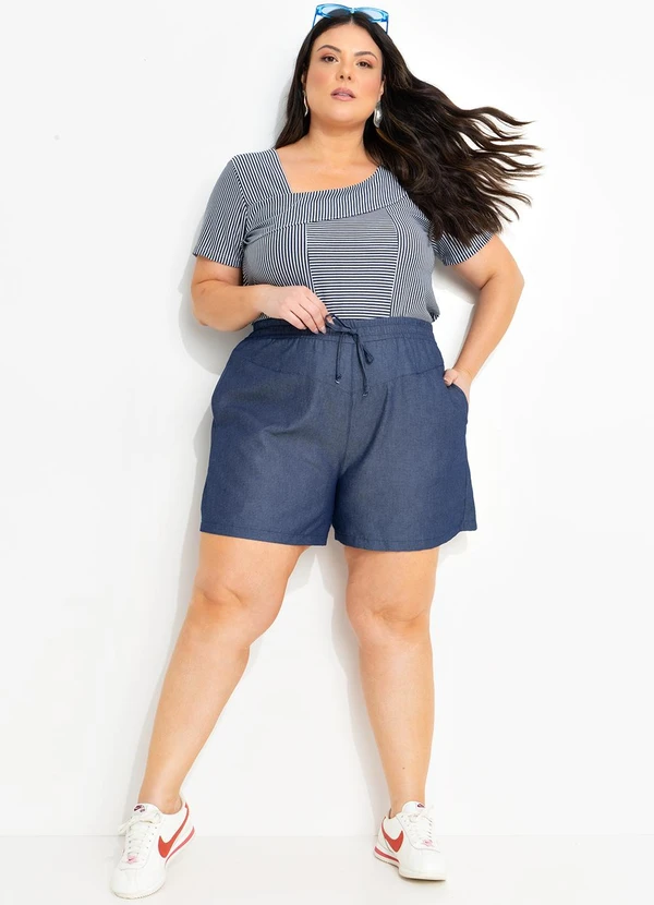 Marguerite - Blusa Listrada Azul em Malha Listrada. 2