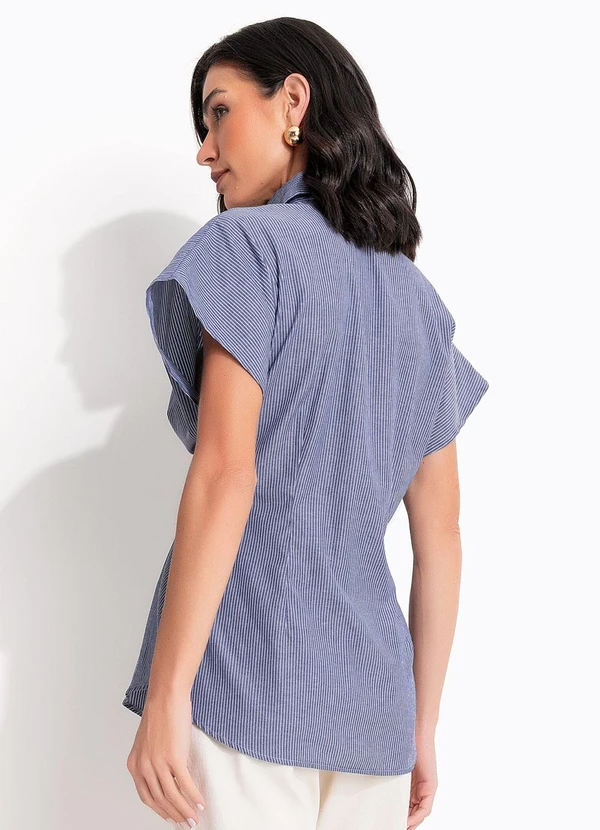 Quintess - Blusa Listrada Azul em Tecido Plano 4