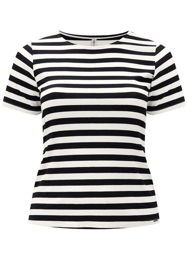 Lunender Mais Mulher - Blusa Listrada D Plus Size Branco