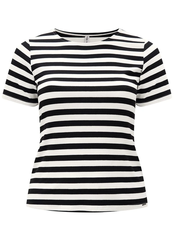 Lunender Mais Mulher - Blusa Listrada D Plus Size Branco