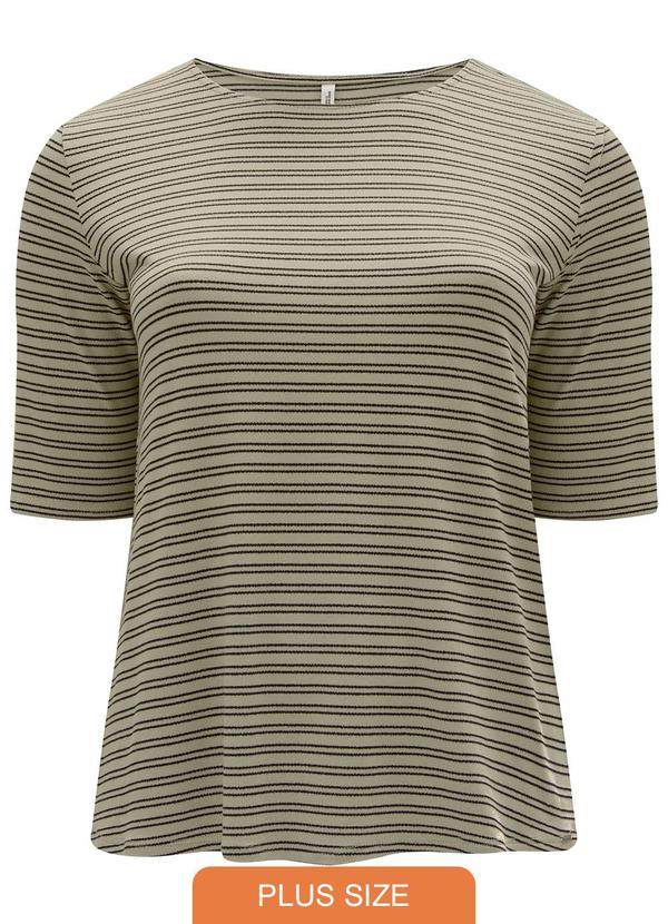 Lunender Mais Mulher - Blusa Listrada de Mangas Curtas em Malha Verde