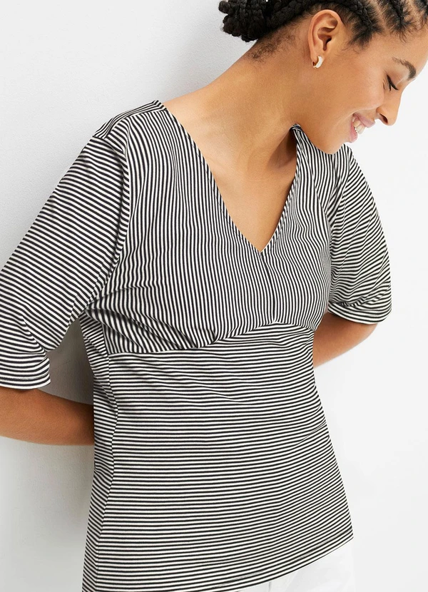 bonprix - Blusa Listrada em Canelado 1