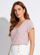 Blusa Listrada em Malha Canelada